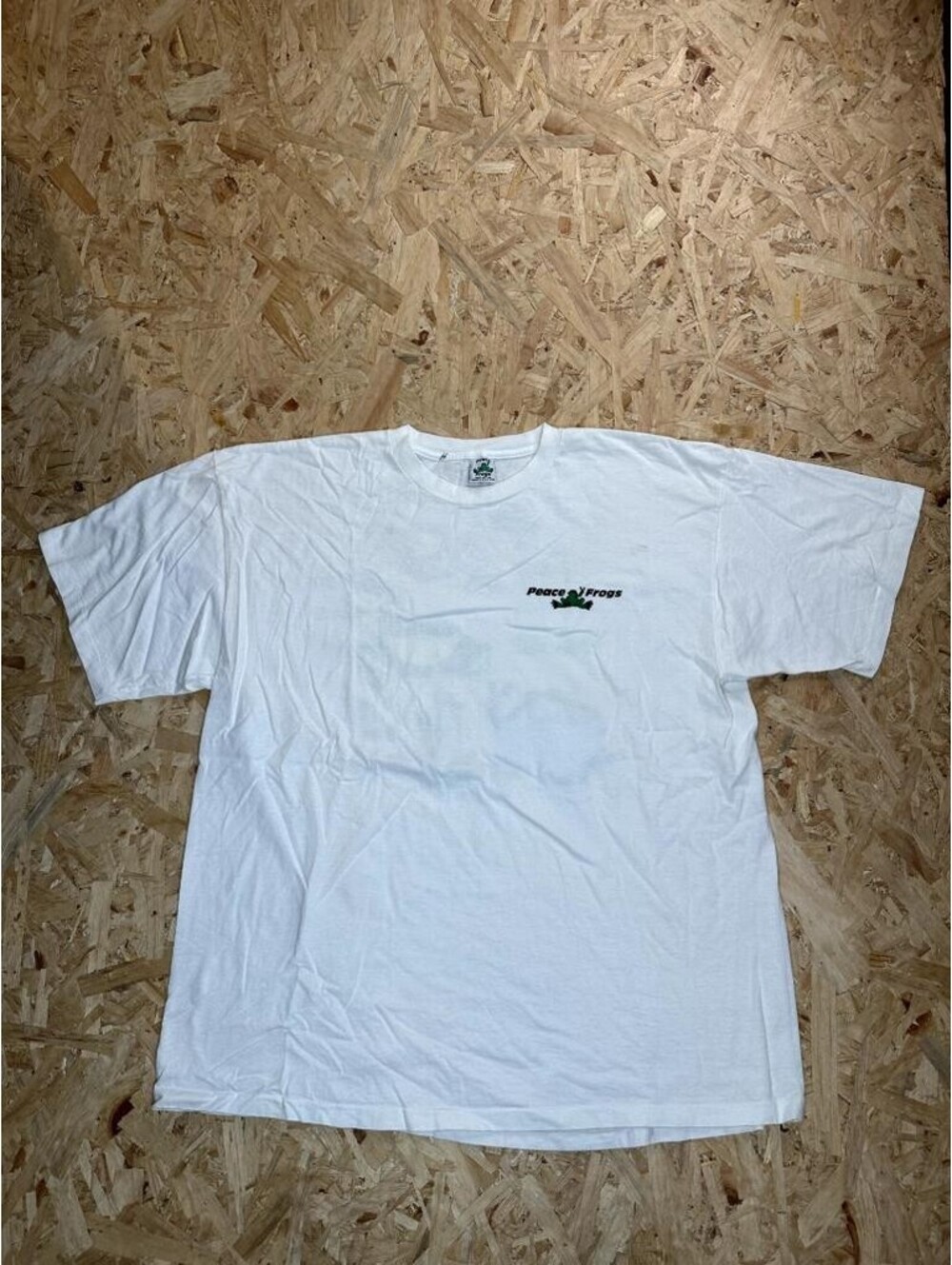 Vintage Peace Frogs Graphic T-Shirt Mens XXL White Cotton Made in USA 90s